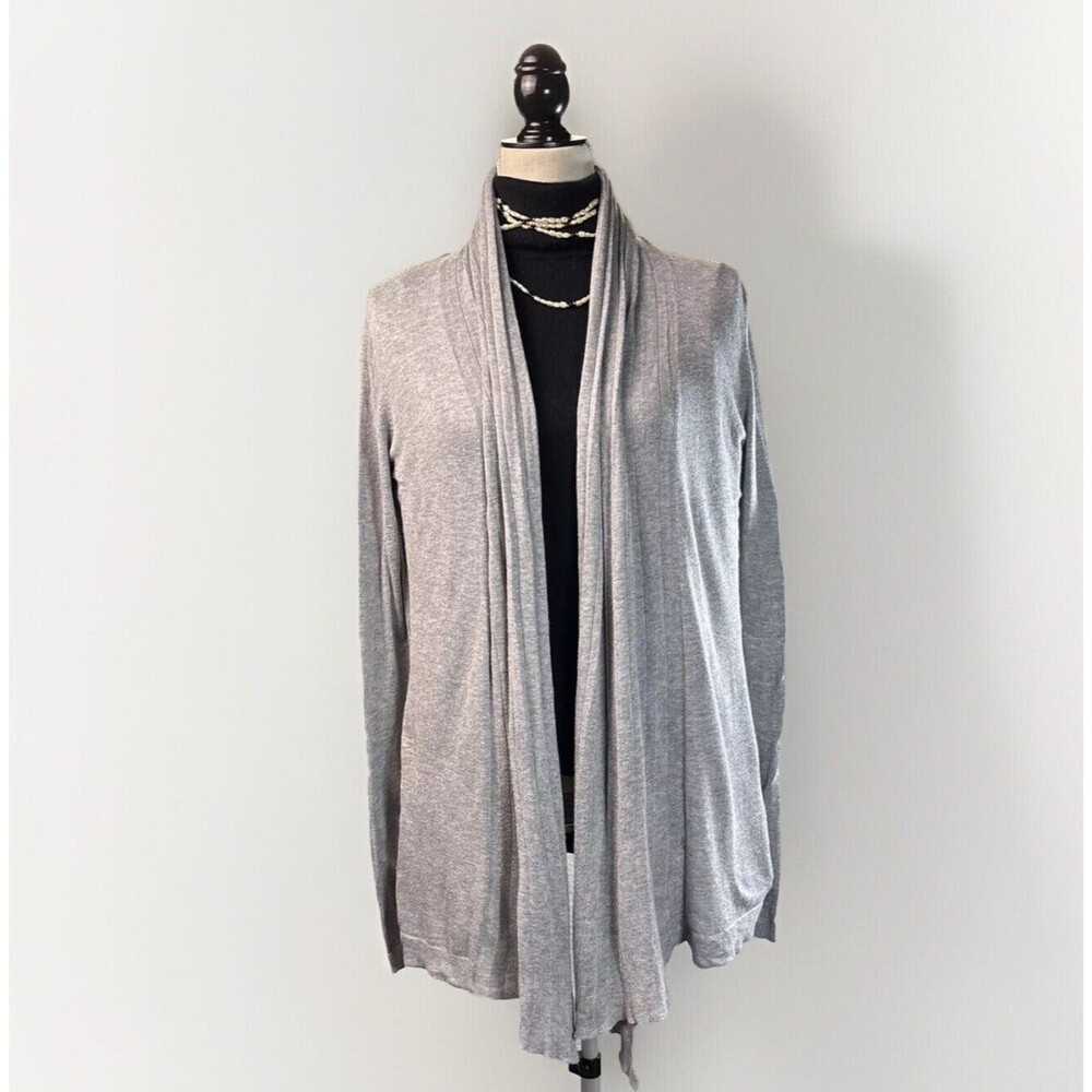 KIER + J Cardigan‎ M Sweater Waterfall Gray Cotton/Viscose/Cashmere Lightweight
